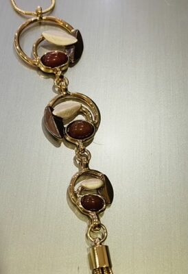 Gold/Brown Bead Detail Long Tassel Necklace