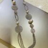 Silver Large Pearl Detail With Silver Disc Detail Long Necklace