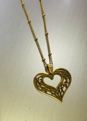 Gold Heart Beaded Necklace