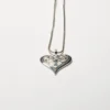 Silver Filigree In A Heart Pendant Long Necklace