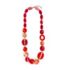 Red Pebble Sones With Gold Oval Chain Long Necklace