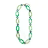 Green Or Red Hollow Ovals In A Chain Necklace