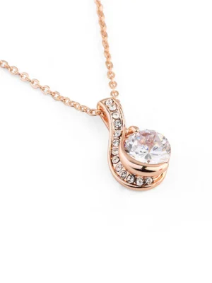 Rose Gold Diamante Twist Detail Short Necklace