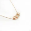 Rose Gold Triple Ring Diamante Detail Short Necklace