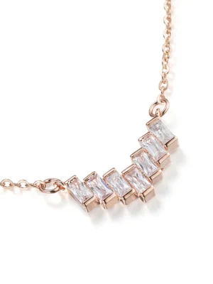 Rose Gold Diamante Blocks Short Necklace