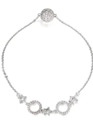 Rose Gold Or Silver Stars And Circles Diamante Bracelet