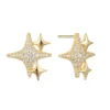 Gold Or Silver Star Stacked Diamante Earrings