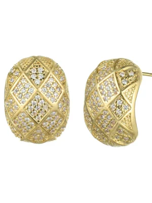 Gold Or Silver Diamante Curved Earrings