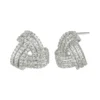 Silver Twist Textured Diamante Earrings