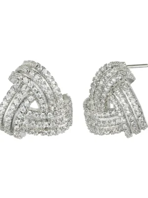 Silver Twist Textured Diamante Earrings