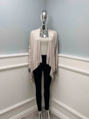 Thin Lightweight Waterfall Creased Look Cardigan in Black, Taupe, And Chocolate Brown,