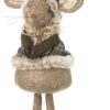 Large Standing Mouse With Tartan Fur Trim Coat