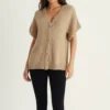 Black, Chocolate Brown, Or Grey Gold Button Oversized Knitted Waistcoat