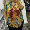 Multi Animal Print Diamante Zip Top