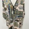Pale Pink Floral Print Diamante Zip Top