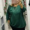 Green, Winter White, Or Burgundy Crochet Floral Detail Cotton Oversized Top