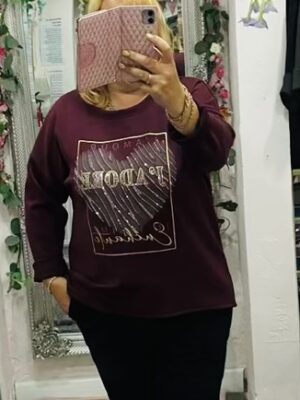 J'adore Studded Sparkle Heart Top In Various Colours