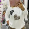 "LOVE" Animal Print Hearts Sparkly Top In Various Colours