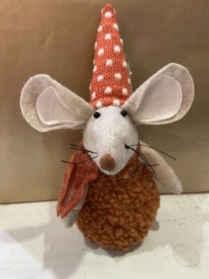 Sitting Mouse With Orange Spot Hat
