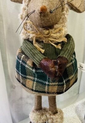 Large Green Standing Mouse With Tartan Jacket