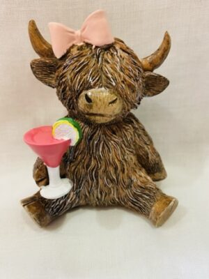 Happy Hour Highland Cow With Cocktail Glass