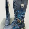 Navy Floral High Leg Boots