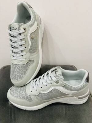 White/Silver Animal Print Lightweight Trainers