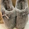 Grey Mini Foil Heart Print Mule Slippers