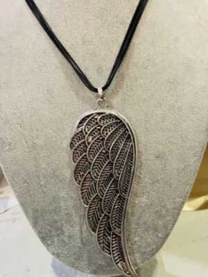 Large Angel Wing Pendant Long Necklace