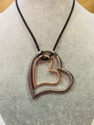 Large  Pendant Double Heart Long Necklace