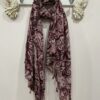 Wine Paisley Print Tassel Edge Cotton Mix Scarf