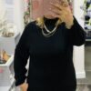 Ruffle Turtle Neck Plain Tops in Grey Dark Grey And Chocolate Brown