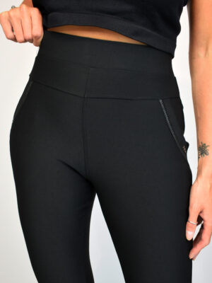 Black Magic Stretch PU Detail Pocket Cotton mix Jegging