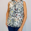 Black Or blue Animal Print Bubble Hem Sleeveless Top