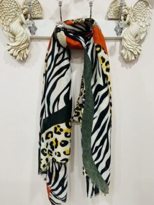 Orange/Black Animal Print Scarf