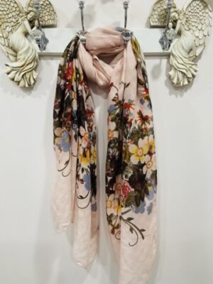 Pink Floral Designer Inspired Print Scarf