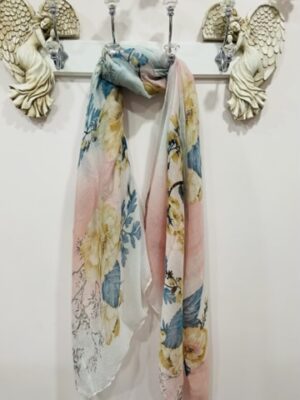 Pink/Blue Leaf Or Green Purple Leaf Print Scarf