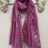 Cerise Silver Foil Leaf Print Scarf