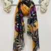 Orange/Black Leaf Print Scarf