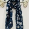 Navy Or Black Silver Foil Snowflake Print Scarf
