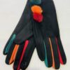 Black Or Maroon Multi Coloured Pom Pom Detail Gloves