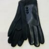 Black Solid Colour Gloves With 3 Button Detail