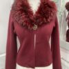 Wine, Grey, Or Black Faux Fur Collar Light Weight Cardigan/Jacket