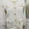 Winter White Or Black Gold Edging Pearl Detail Cardigan/Jacket