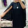 Chocolate Brown, Magenta, Or Black Pleated  Pleated Dress