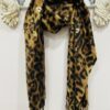 Mustard/Black Animal Print Scarf With Gold Foil Detail Wool Mix Scarf
