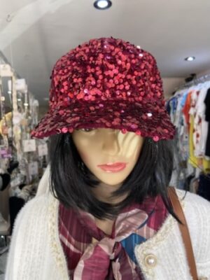 Sequin Wine Coloured Baseball Hat