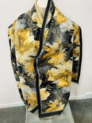Black/Mustard Floral Scarf