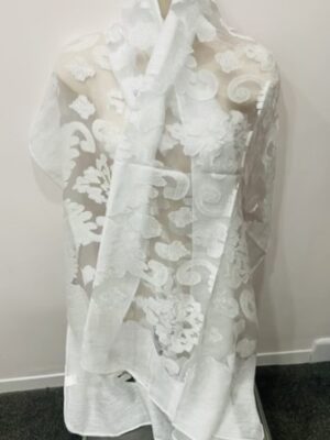 White, Silk Mix Lace Lightweight Scarf