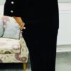Black 2 Piece Pearl Button Detail Set